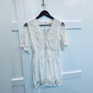 Honey Punch White Lace Romper